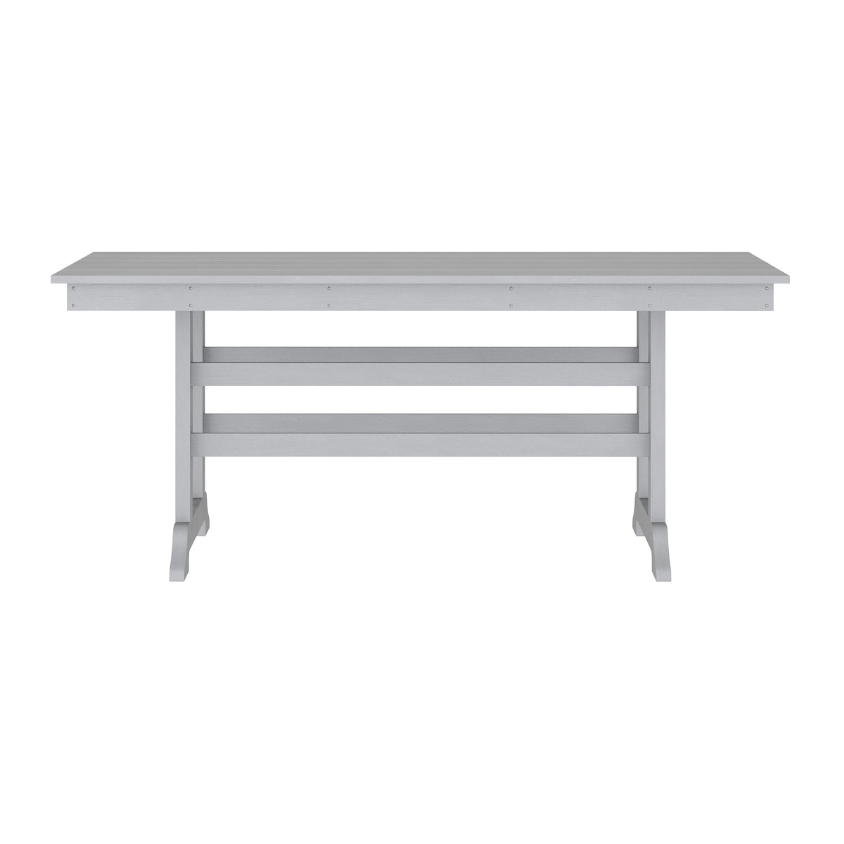 Abraham Commercial Grade Indoor/Outdoor 72" Rectangle Recycled HDPE Adirondack Dining Table for 6 in Gray