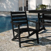 Tolleson Commercial 7 Piece Adirondack Dining Set with 72" Rectangle Indoor/Outdoor Recycled HDPE Table and 6 Chairs with Cupholders in Black