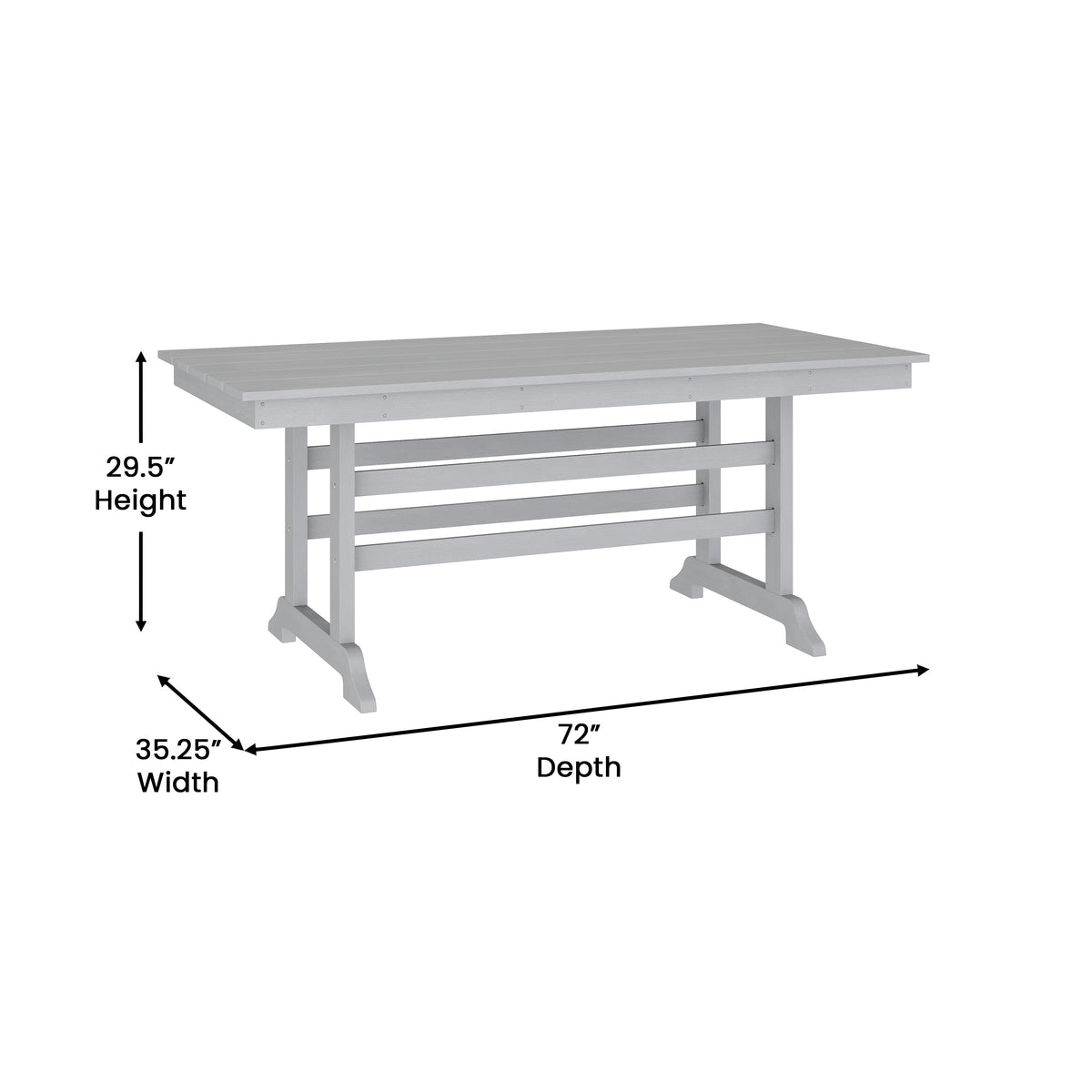 Tolleson Commercial 7 Piece Adirondack Dining Set with 72" Rectangle Indoor/Outdoor Recycled HDPE Table and 6 Chairs with Cupholders in Gray
