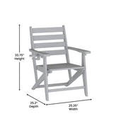 Tolleson Commercial 7 Piece Adirondack Dining Set with 72" Rectangle Indoor/Outdoor Recycled HDPE Table and 6 Chairs with Cupholders in Gray
