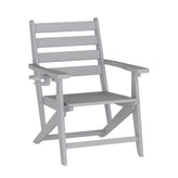 Tolleson Commercial 7 Piece Adirondack Dining Set with 72" Rectangle Indoor/Outdoor Recycled HDPE Table and 6 Chairs with Cupholders in Gray