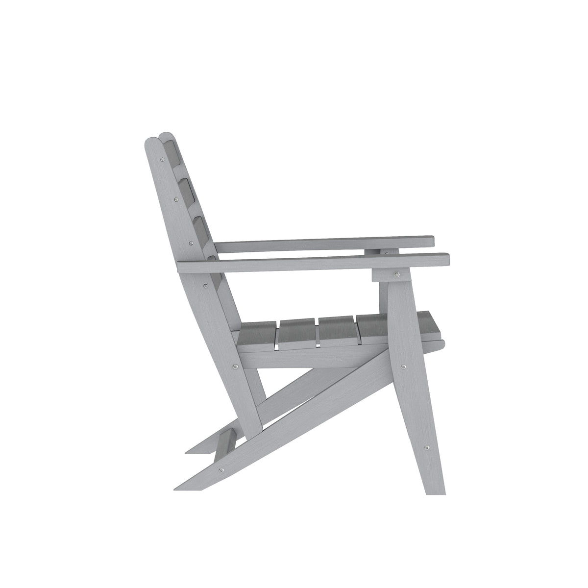 Tolleson Commercial 7 Piece Adirondack Dining Set with 72" Rectangle Indoor/Outdoor Recycled HDPE Table and 6 Chairs with Cupholders in Gray