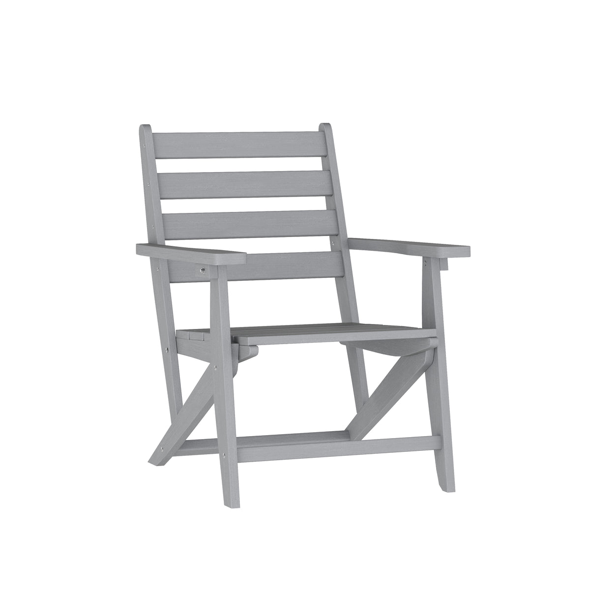 Tolleson Commercial 7 Piece Adirondack Dining Set with 72" Rectangle Indoor/Outdoor Recycled HDPE Table and 6 Chairs with Cupholders in Gray
