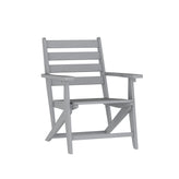 Tolleson Commercial 7 Piece Adirondack Dining Set with 72" Rectangle Indoor/Outdoor Recycled HDPE Table and 6 Chairs with Cupholders in Gray