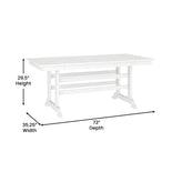Tolleson Commercial 7 Piece Adirondack Dining Set with 72" Rectangle Indoor/Outdoor Recycled HDPE Table and 6 Chairs with Cupholders in White