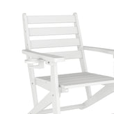 Tolleson Commercial 7 Piece Adirondack Dining Set with 72" Rectangle Indoor/Outdoor Recycled HDPE Table and 6 Chairs with Cupholders in White