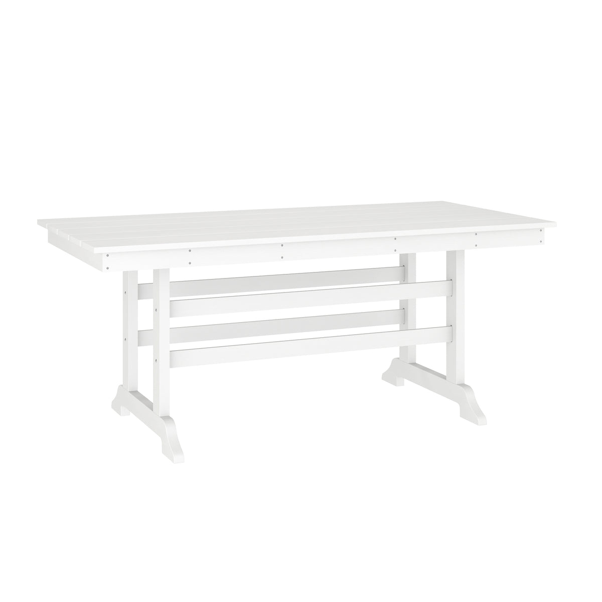 Tolleson Commercial 7 Piece Adirondack Dining Set with 72" Rectangle Indoor/Outdoor Recycled HDPE Table and 6 Chairs with Cupholders in White