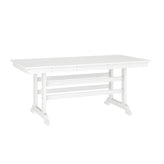 Tolleson Commercial 7 Piece Adirondack Dining Set with 72" Rectangle Indoor/Outdoor Recycled HDPE Table and 6 Chairs with Cupholders in White