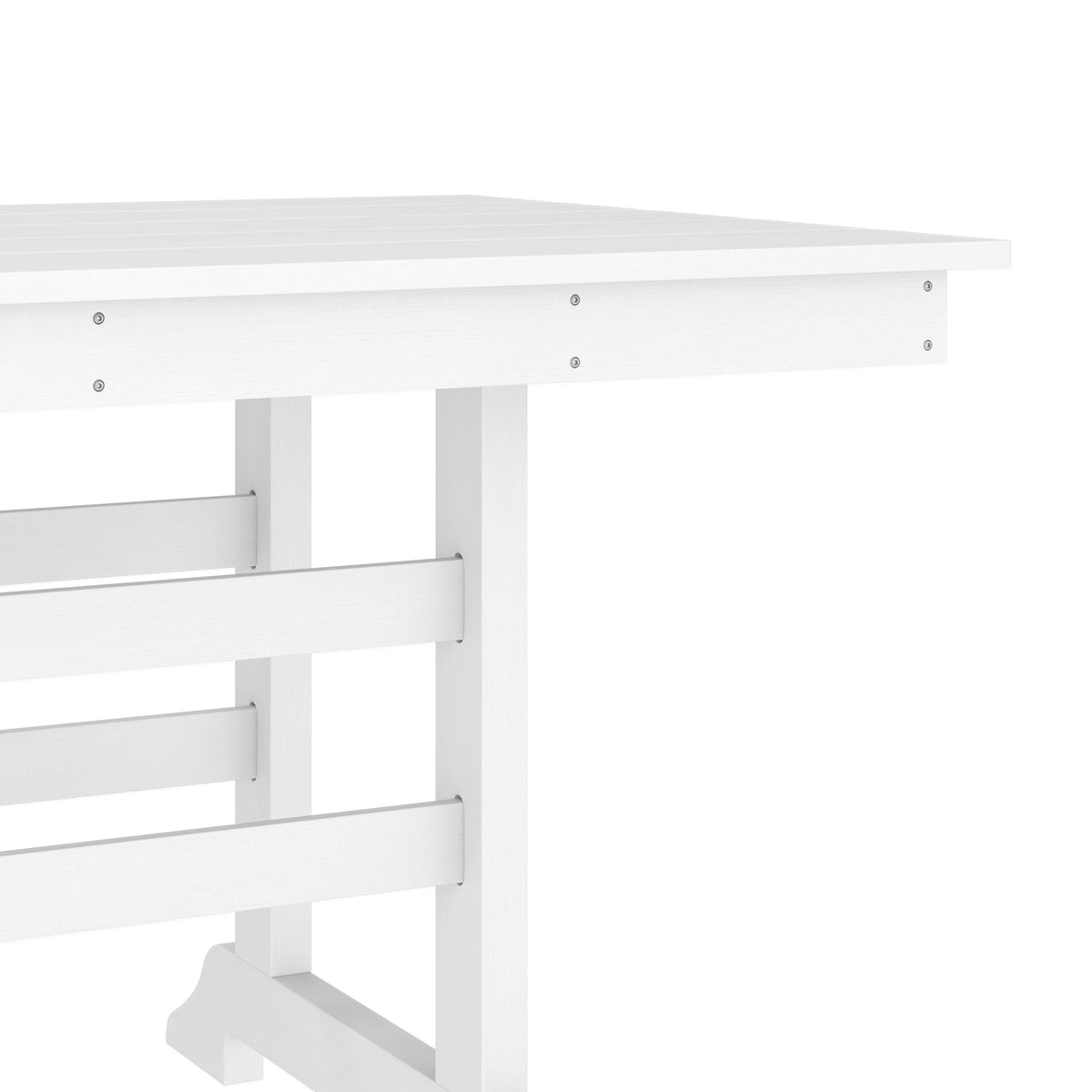 Tolleson Commercial 7 Piece Adirondack Dining Set with 72" Rectangle Indoor/Outdoor Recycled HDPE Table and 6 Chairs with Cupholders in White