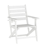 Tolleson Commercial 7 Piece Adirondack Dining Set with 72" Rectangle Indoor/Outdoor Recycled HDPE Table and 6 Chairs with Cupholders in White