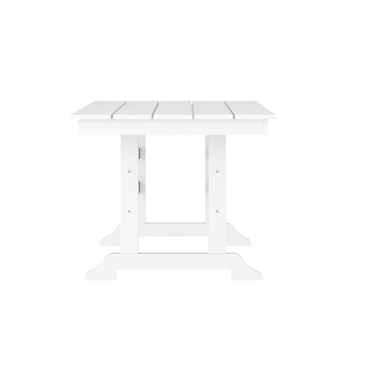Tolleson Commercial 7 Piece Adirondack Dining Set with 72" Rectangle Indoor/Outdoor Recycled HDPE Table and 6 Chairs with Cupholders in White