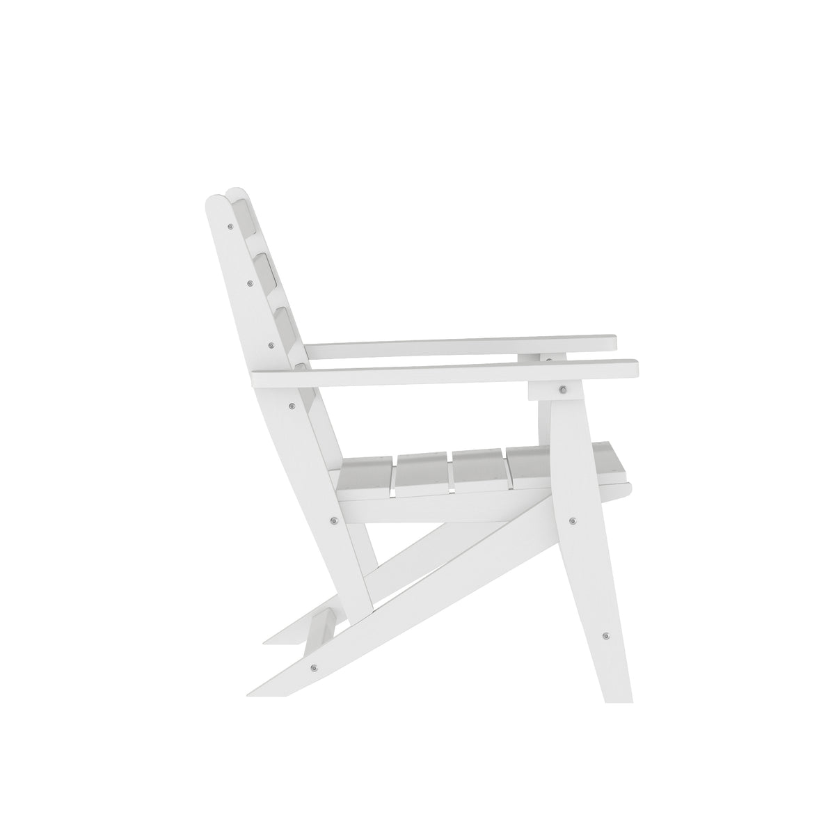 Tolleson Commercial 7 Piece Adirondack Dining Set with 72" Rectangle Indoor/Outdoor Recycled HDPE Table and 6 Chairs with Cupholders in White