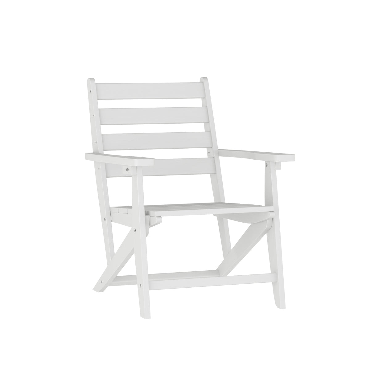 Tolleson Commercial 7 Piece Adirondack Dining Set with 72" Rectangle Indoor/Outdoor Recycled HDPE Table and 6 Chairs with Cupholders in White