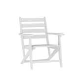 Tolleson Commercial 7 Piece Adirondack Dining Set with 72" Rectangle Indoor/Outdoor Recycled HDPE Table and 6 Chairs with Cupholders in White