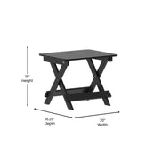 Halifax Outdoor Folding Side Table, Portable All-Weather HDPE Adirondack Side Table in Black