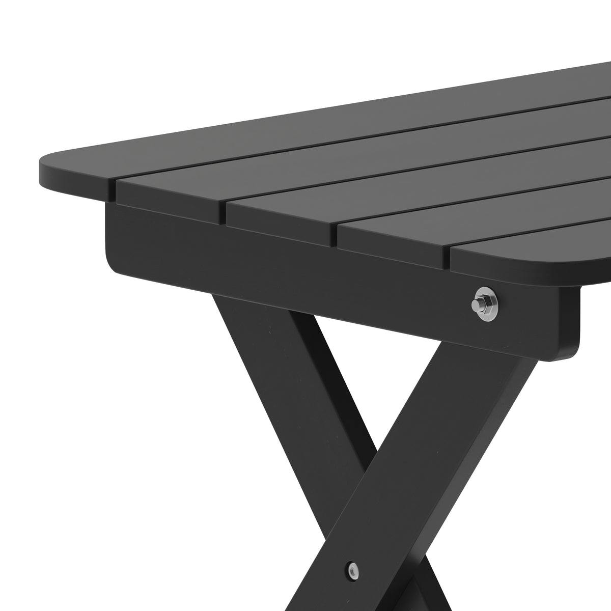 Halifax Outdoor Folding Side Table, Portable All-Weather HDPE Adirondack Side Table in Black