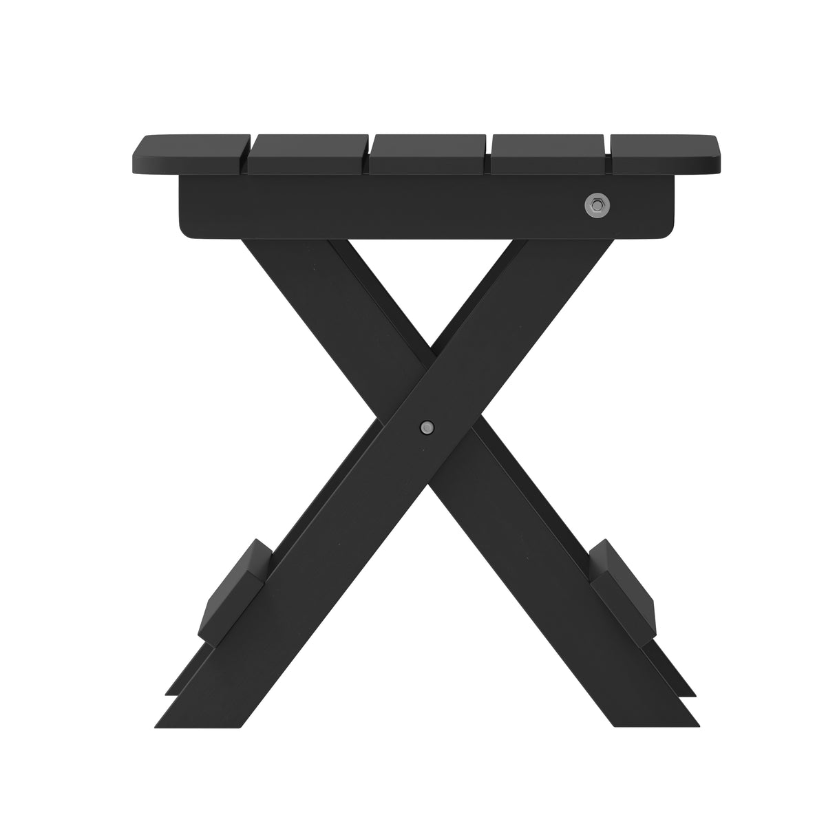 Halifax Outdoor Folding Side Table, Portable All-Weather HDPE Adirondack Side Table in Black