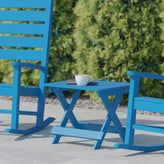 Halifax Outdoor Folding Side Table, Portable All-Weather HDPE Adirondack Side Table in Blue