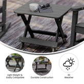 Halifax Outdoor Folding Side Table, Portable All-Weather HDPE Adirondack Side Table in Gray