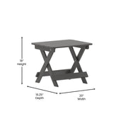 Halifax Outdoor Folding Side Table, Portable All-Weather HDPE Adirondack Side Table in Gray