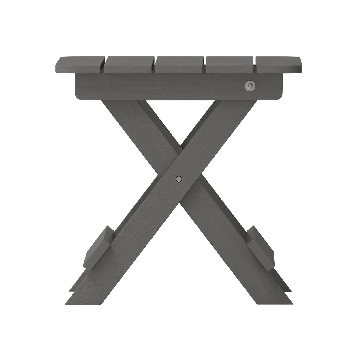 Halifax Outdoor Folding Side Table, Portable All-Weather HDPE Adirondack Side Table in Gray