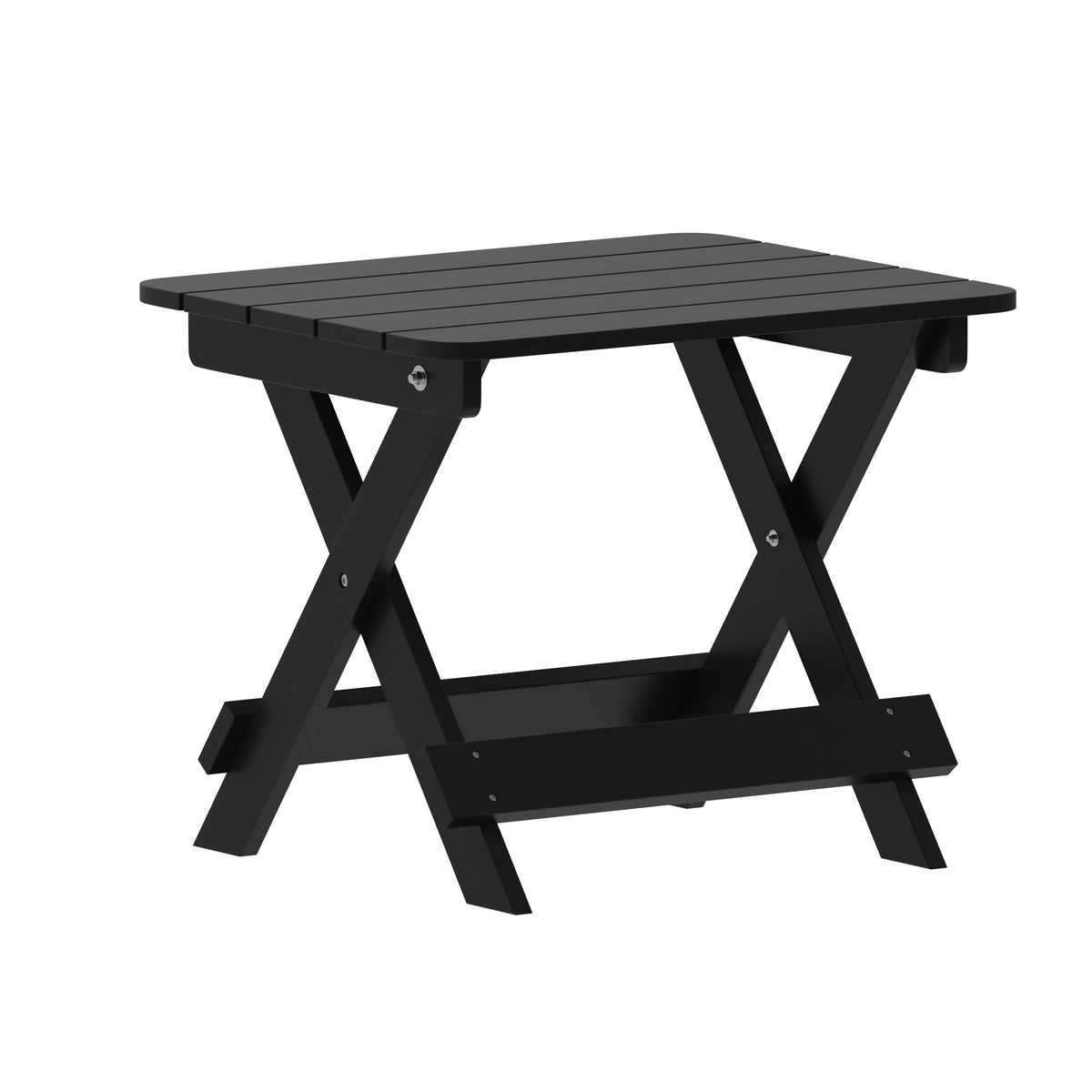 Monterey Commercial Grade 3-Piece Indoor/Outdoor Adirondack Set with 2 Adjustable HDPE Loungers with Cup Holders and Folding Side Table in Black