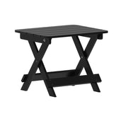 Monterey Commercial Grade 3-Piece Indoor/Outdoor Adirondack Set with 2 Adjustable HDPE Loungers with Cup Holders and Folding Side Table in Black