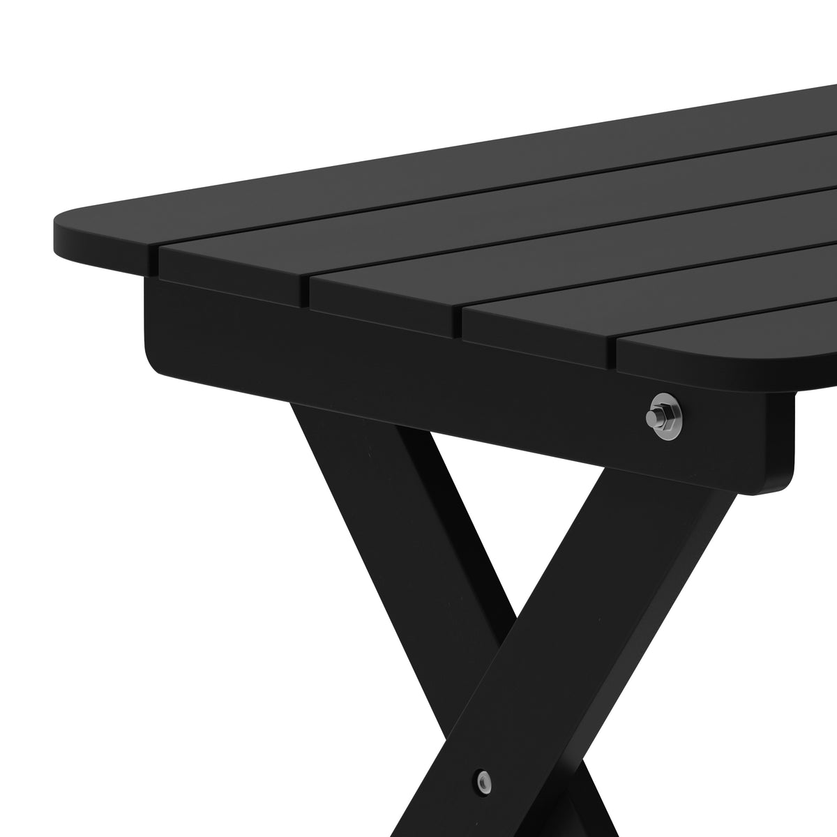Monterey Commercial Grade 3-Piece Indoor/Outdoor Adirondack Set with 2 Adjustable HDPE Loungers with Cup Holders and Folding Side Table in Black