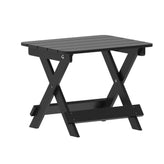 Monterey Commercial Grade 3-Piece Indoor/Outdoor Adirondack Set with 2 Adjustable HDPE Loungers with Cup Holders and Folding Side Table in Black