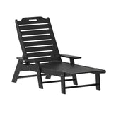 Monterey Commercial Grade 3-Piece Indoor/Outdoor Adirondack Set with 2 Adjustable HDPE Loungers with Cup Holders and Folding Side Table in Black