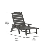 Monterey Commercial Grade 3-Piece Indoor/Outdoor Adirondack Set with 2 Adjustable HDPE Loungers with Cup Holders and Folding Side Table in Gray
