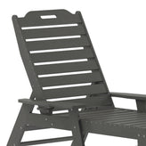 Monterey Commercial Grade 3-Piece Indoor/Outdoor Adirondack Set with 2 Adjustable HDPE Loungers with Cup Holders and Folding Side Table in Gray