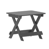 Monterey Commercial Grade 3-Piece Indoor/Outdoor Adirondack Set with 2 Adjustable HDPE Loungers with Cup Holders and Folding Side Table in Gray