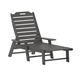 Monterey Commercial Grade 3-Piece Indoor/Outdoor Adirondack Set with 2 Adjustable HDPE Loungers with Cup Holders and Folding Side Table in Gray