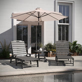 Monterey Commercial Grade 3-Piece Indoor/Outdoor Adirondack Set with 2 Adjustable HDPE Loungers with Cup Holders and Folding Side Table in Gray