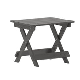 Monterey Commercial Grade 3-Piece Indoor/Outdoor Adirondack Set with 2 Adjustable HDPE Loungers with Cup Holders and Folding Side Table in Gray