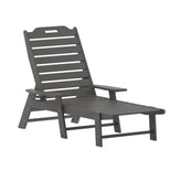 Monterey Commercial Grade 3-Piece Indoor/Outdoor Adirondack Set with 2 Adjustable HDPE Loungers with Cup Holders and Folding Side Table in Gray