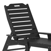 Monterey Adjustable Adirondack Lounger with Cup Holder- All-Weather Indoor/Outdoor HDPE Lounge Chair in Black