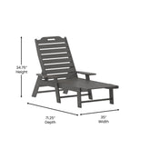 Monterey Adjustable Adirondack Lounger with Cup Holder- All-Weather Indoor/Outdoor HDPE Lounge Chair in Gray