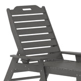 Monterey Adjustable Adirondack Lounger with Cup Holder- All-Weather Indoor/Outdoor HDPE Lounge Chair in Gray