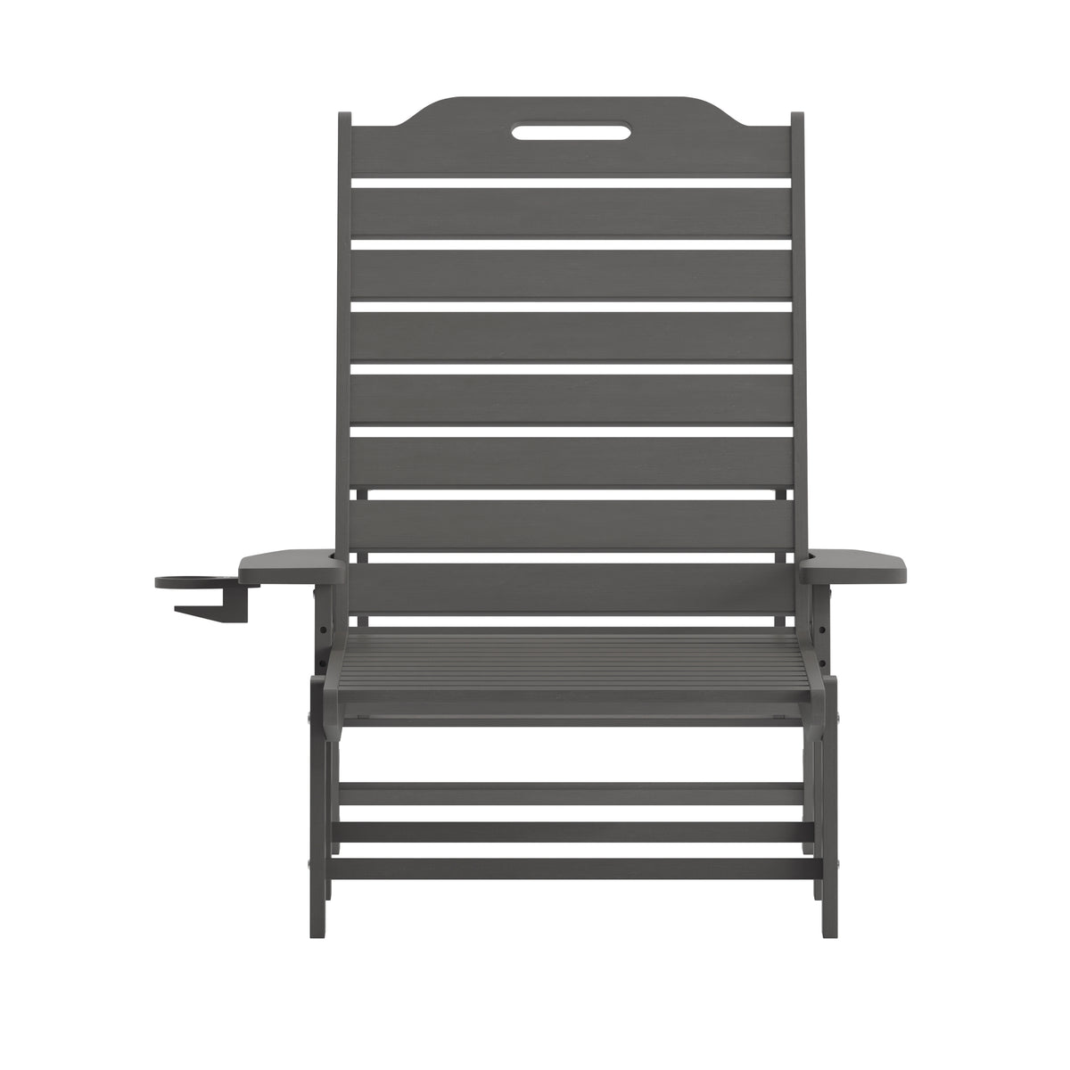 Monterey Adjustable Adirondack Lounger with Cup Holder- All-Weather Indoor/Outdoor HDPE Lounge Chair in Gray