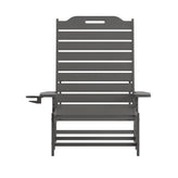 Monterey Adjustable Adirondack Lounger with Cup Holder- All-Weather Indoor/Outdoor HDPE Lounge Chair in Gray