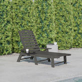Monterey Adjustable Adirondack Lounger with Cup Holder- All-Weather Indoor/Outdoor HDPE Lounge Chair in Gray