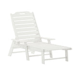 Monterey Adjustable Adirondack Lounger with Cup Holder- All-Weather Indoor/Outdoor HDPE Lounge Chair in White