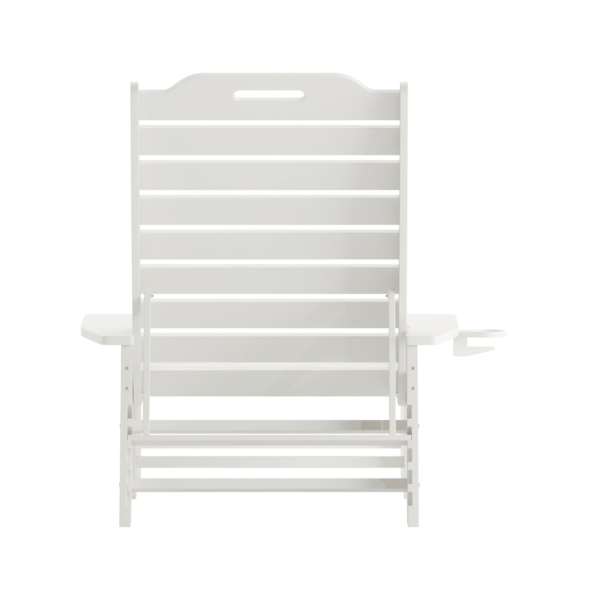 Monterey Adjustable Adirondack Lounger with Cup Holder- All-Weather Indoor/Outdoor HDPE Lounge Chair in White