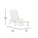 Monterey Adjustable Adirondack Lounger with Cup Holder- All-Weather Indoor/Outdoor HDPE Lounge Chair in White