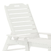 Monterey Adjustable Adirondack Lounger with Cup Holder- All-Weather Indoor/Outdoor HDPE Lounge Chair in White