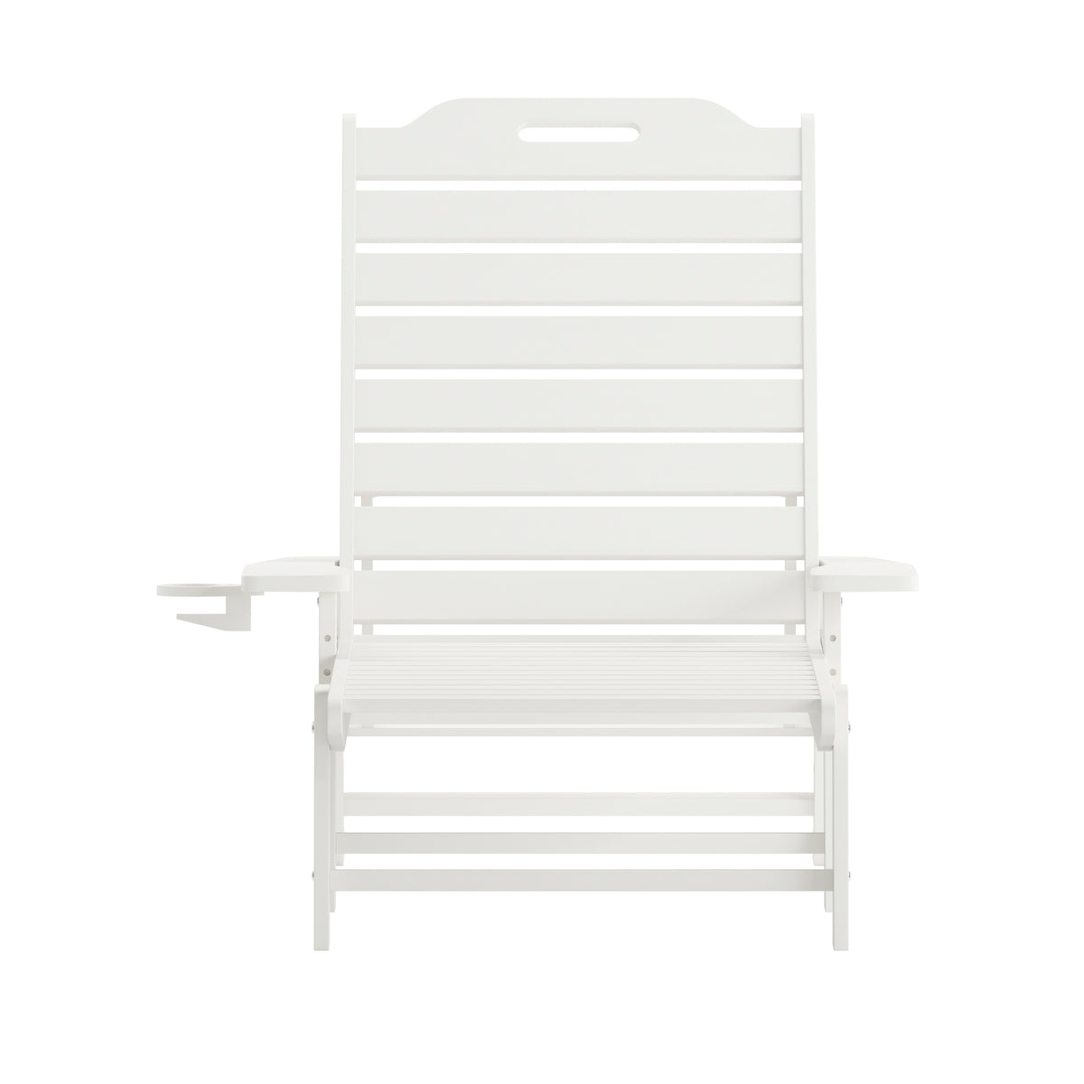 Monterey Adjustable Adirondack Lounger with Cup Holder- All-Weather Indoor/Outdoor HDPE Lounge Chair in White