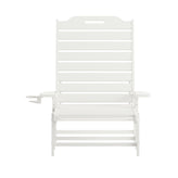 Monterey Adjustable Adirondack Lounger with Cup Holder- All-Weather Indoor/Outdoor HDPE Lounge Chair in White