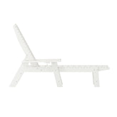 Monterey Adjustable Adirondack Lounger with Cup Holder- All-Weather Indoor/Outdoor HDPE Lounge Chair in White